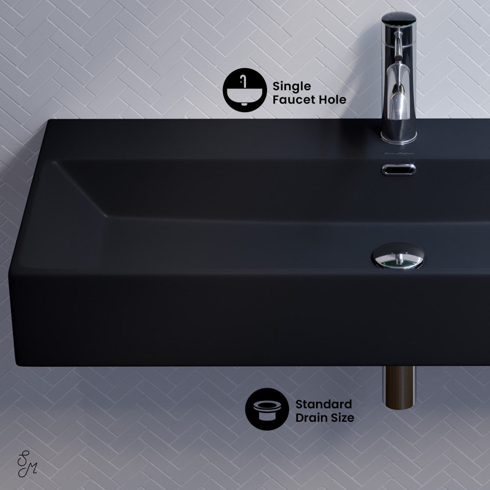 Swiss Madison Claire 40" Rectangle Wall-Mount Bathroom Sink in Matte Black