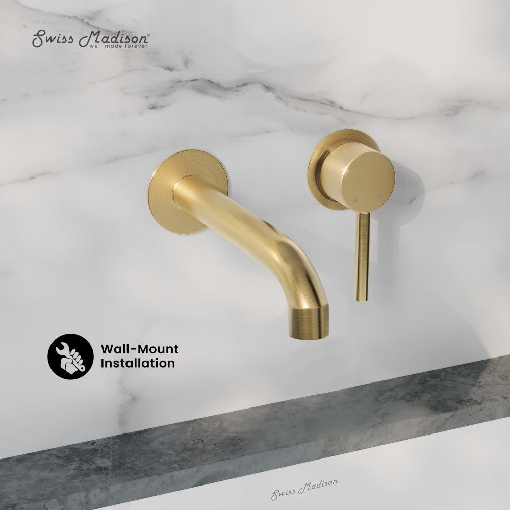 Swiss Madison Ivy Single-Handle Wall Mount Bathroom Faucet in Brushed Gold