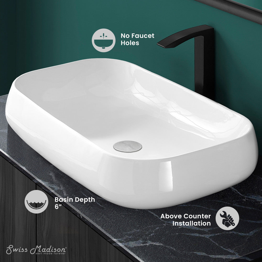 Swiss Madison Chateau 28 Rectangle Ceramic Vessel Sink