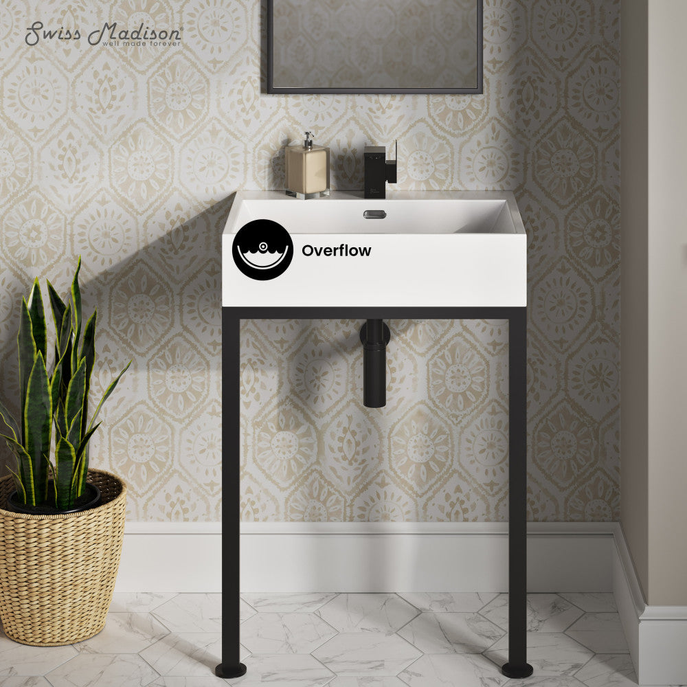 Swiss Madison Concorde 24" Rectangle Console Sink with Matte Black Legs