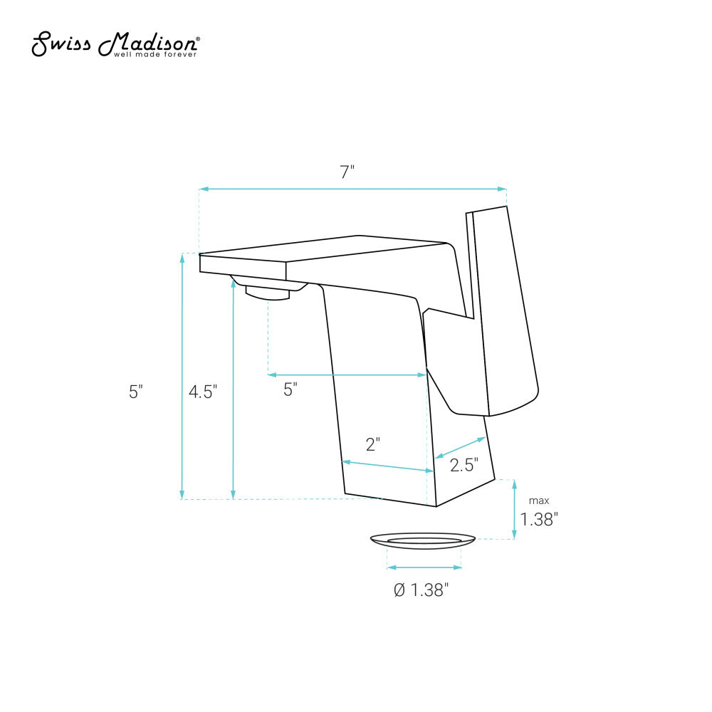 Swiss Madison Carre Single Hole, Single-Handle, Bathroom Faucet in Chrome