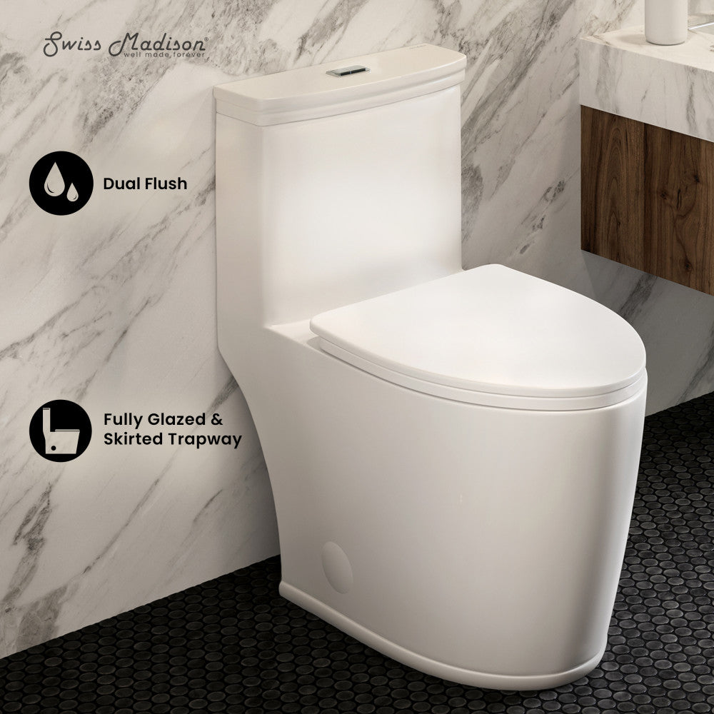 Swiss Madison Beau One-Piece Elongated Toilet Dual-Flush 1.1/1.6 gpf
