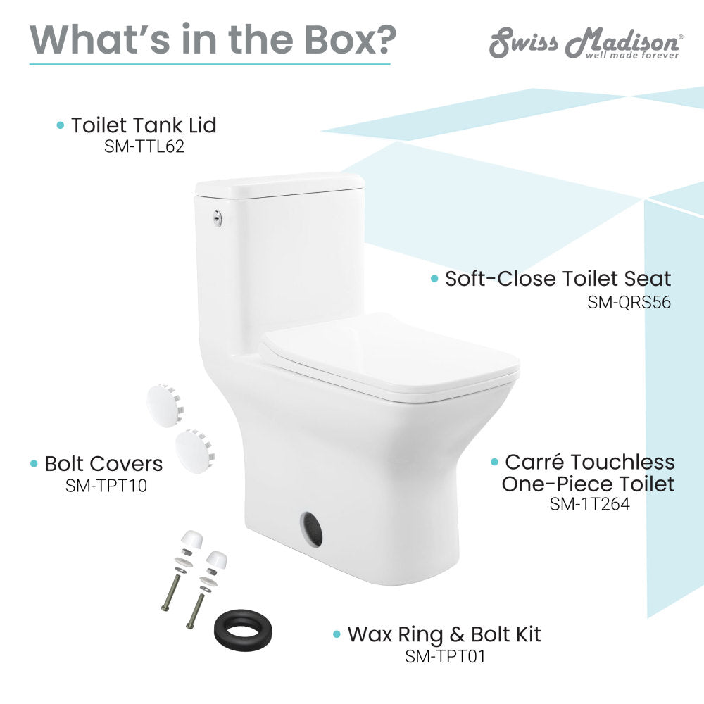 Swiss Madison Carre One-Piece Square Toilet Dual-Flush 1.1/1.6 gpf, Touchless