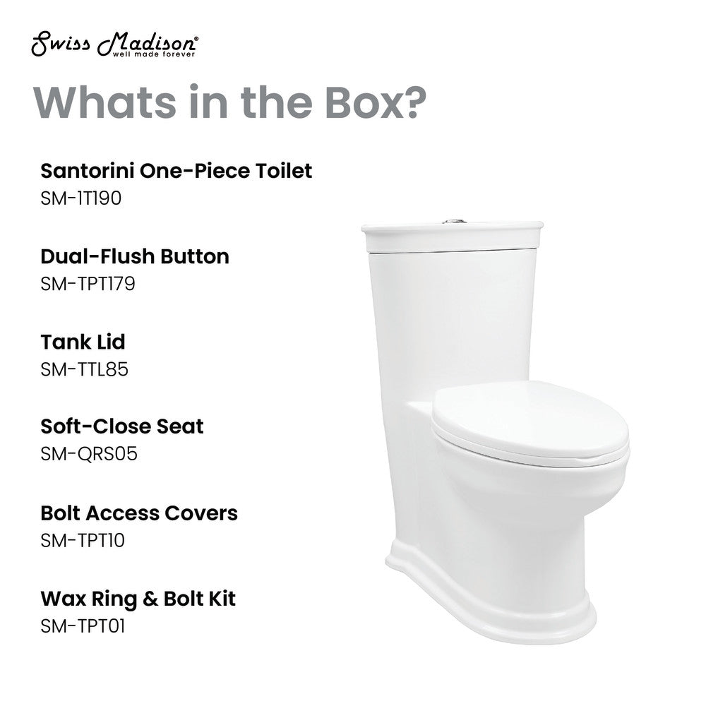 Swiss Madison Santorini One-Piece Elongated Toilet Dual-Flush 1.1/1.6 gpf