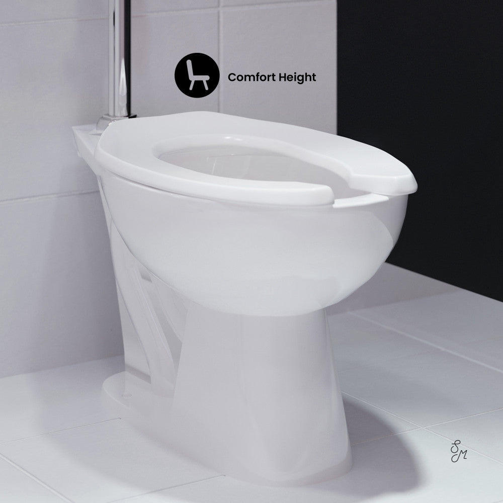 Swiss Madison Sirene Floor-Mounted Comfort Height Commercial Elongated Top Flush Spud Flushometer Toilet Bowl