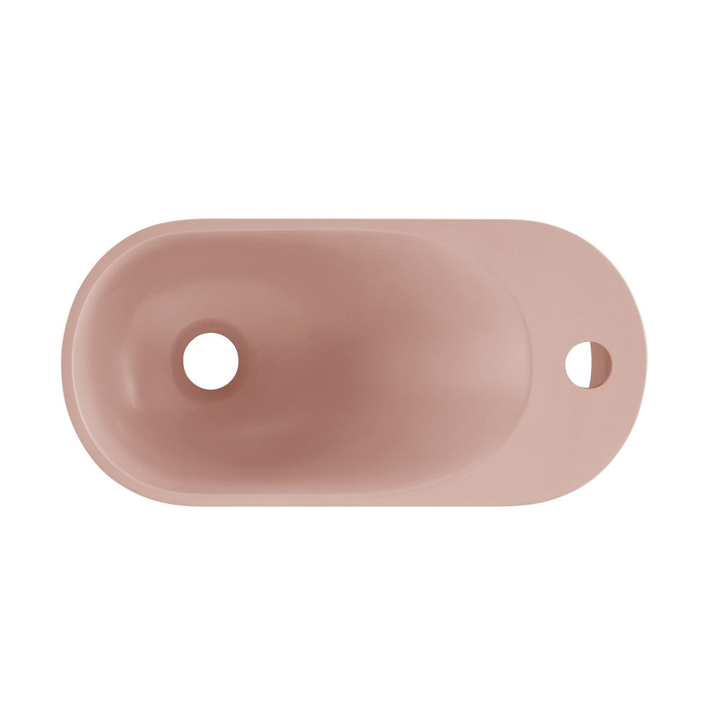 Swiss Madison Terre 17.5" Right Side Faucet Wall-Mount Bathroom Sink in Pale Pink