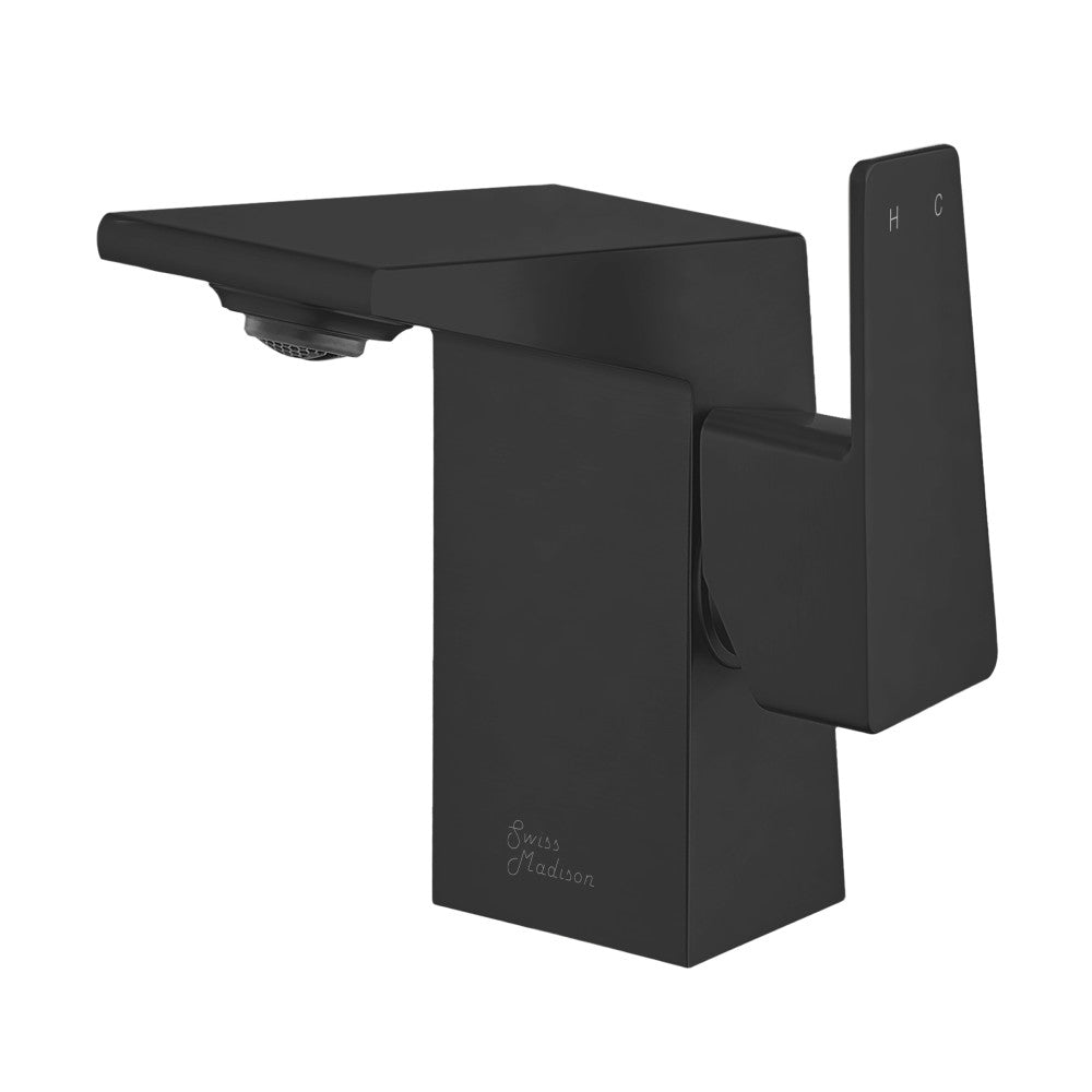 Swiss Madison Carre Single Hole, Single-Handle, Bathroom Faucet in Matte Black