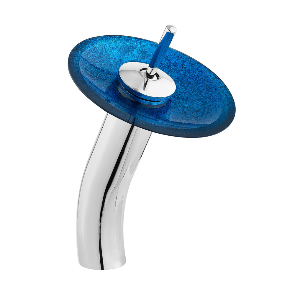 Swiss Madison Cascade 16.5 Glass Vessel Sink with Faucet, Ocean Blue
