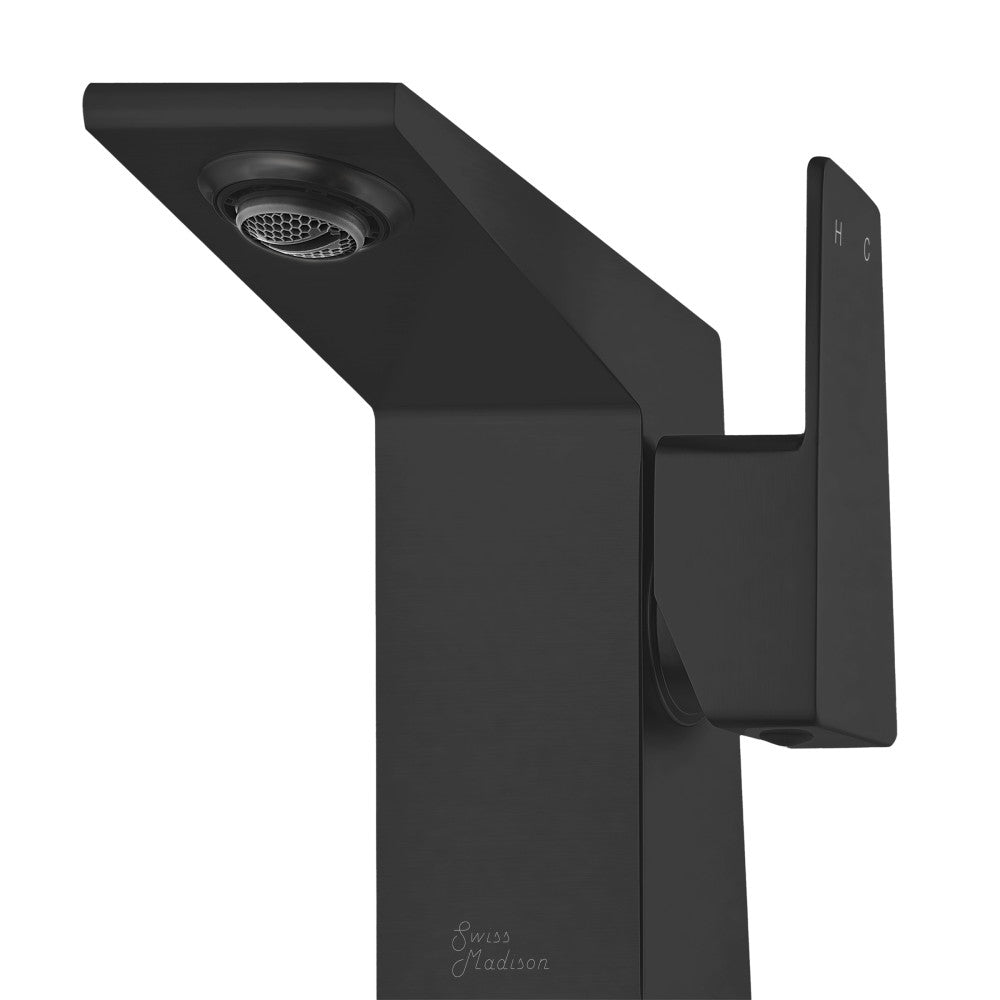 Swiss Madison Carre Single Hole, Single-Handle, Bathroom Faucet in Matte Black