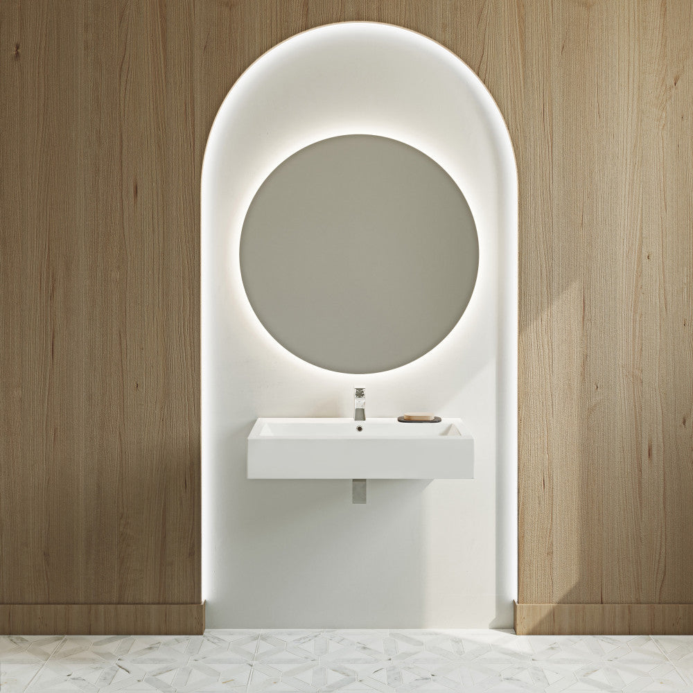 Swiss Madison Voltaire Wide Rectangle Wall-Mount Sink in Shiny White
