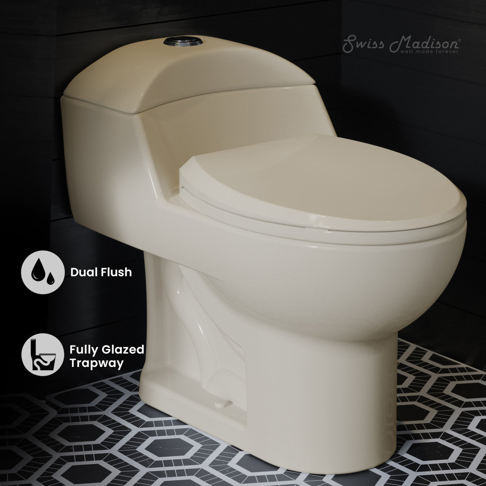 Swiss Madison Chateau One-Piece Elongated Dual-Flush Toilet in Bisque 1.1/1.6 gpf