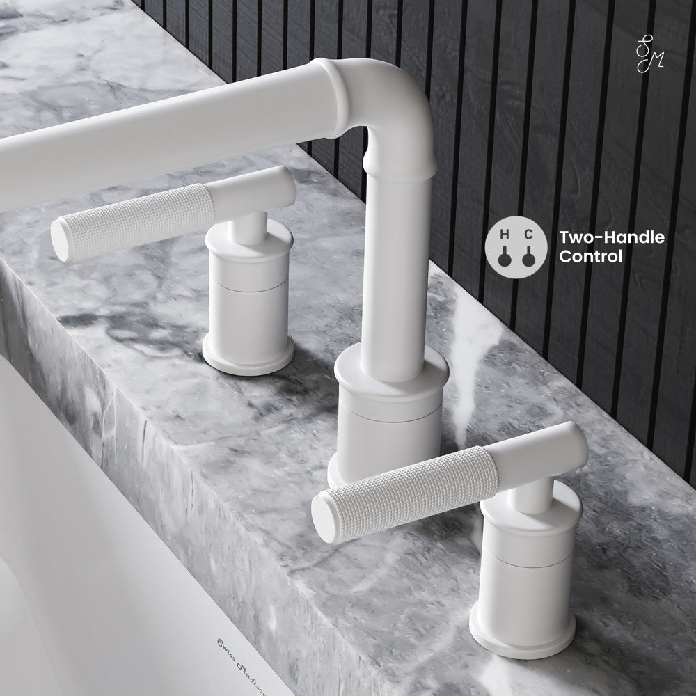 Swiss Madison Avallon 8 in. Widespread, Sleek Handle, Bathroom Faucet in Matte White