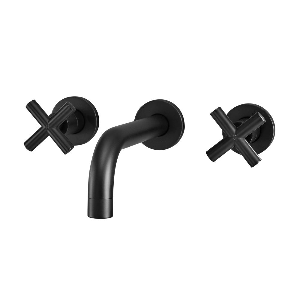 Swiss Madison Ivy 8 in. Widespread Double Cross-Handle Wall Mount Bathroom Faucet in Matte Black