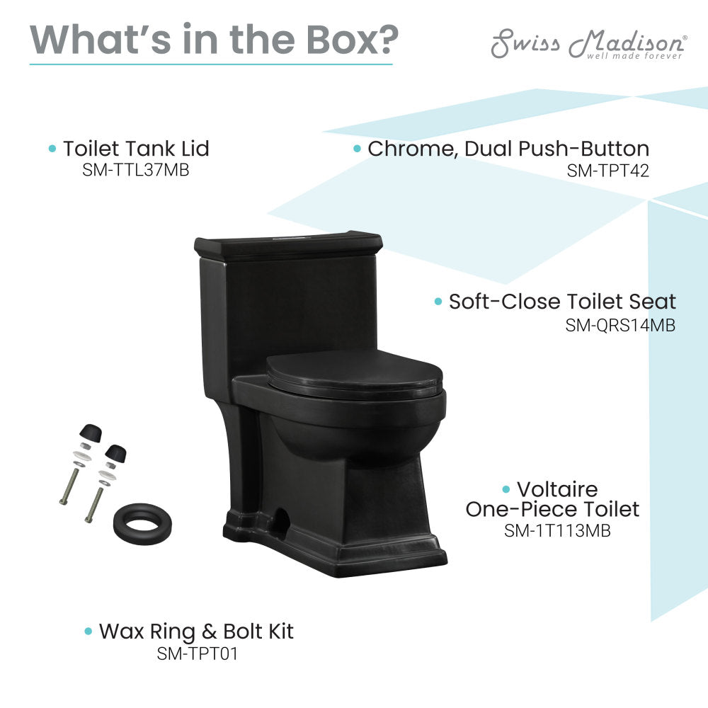 Swiss Madison Voltaire One-Piece Elongated Toilet Dual-Flush 1.1/1.6 gpf in Matte Black