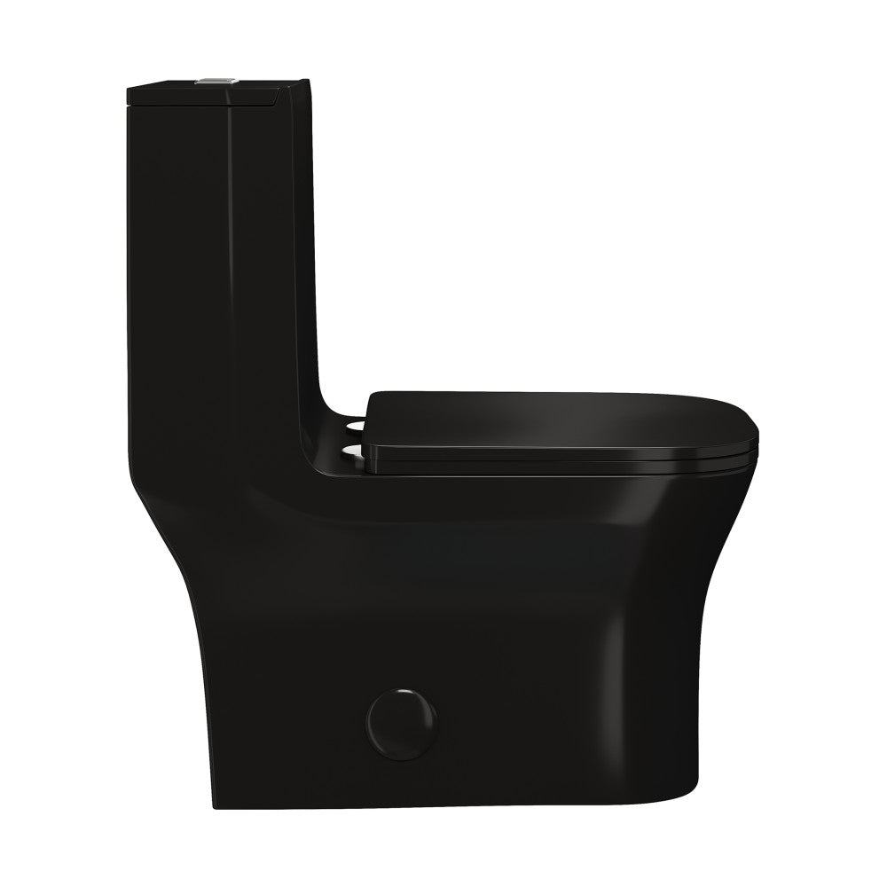 Swiss Madison Concorde One Piece Square Toilet Dual Flush in Glossy Black 1.1/1.6 gpf