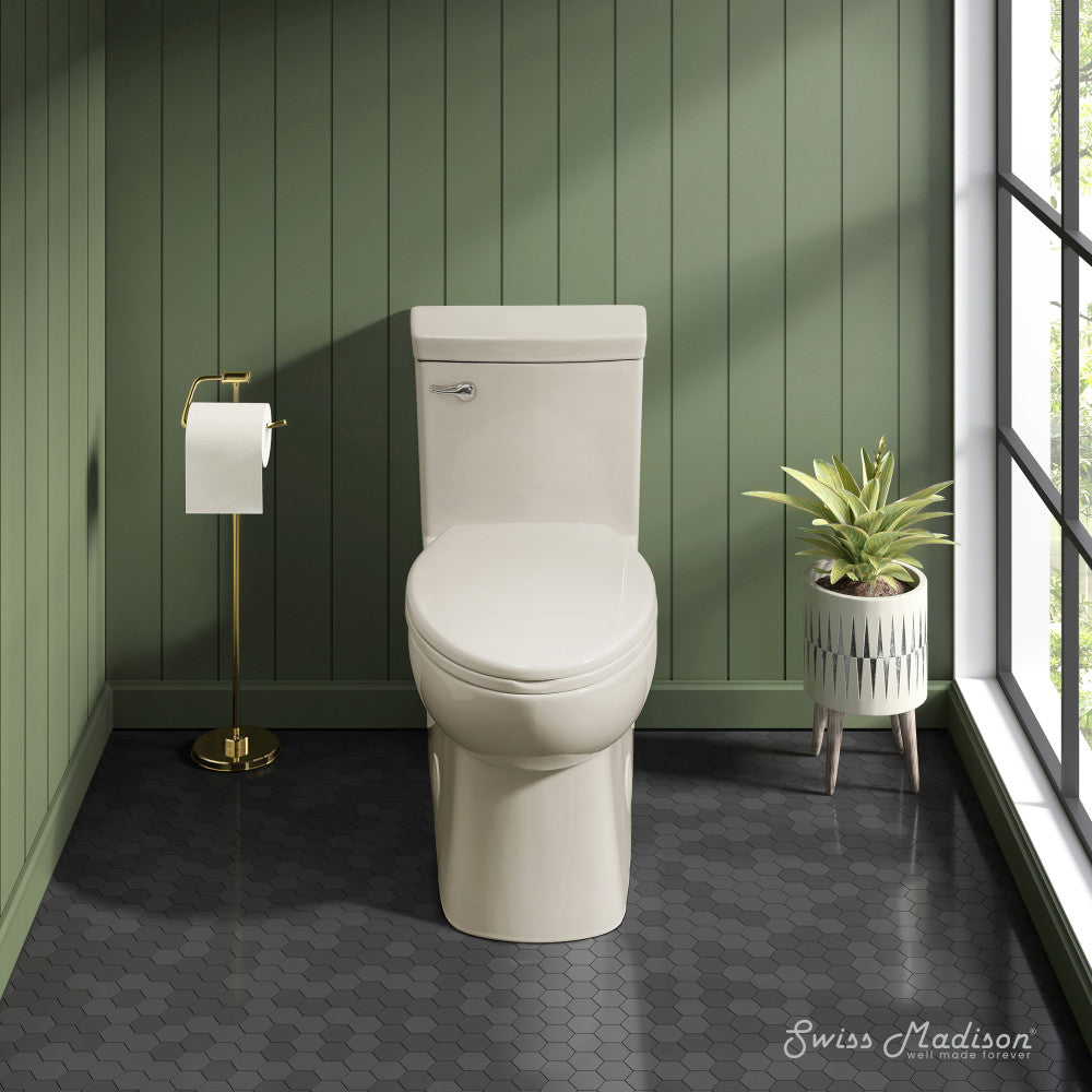 Swiss Madison Classe One Piece Toilet with Front Flush Handle 1.28 gpf in Bisque