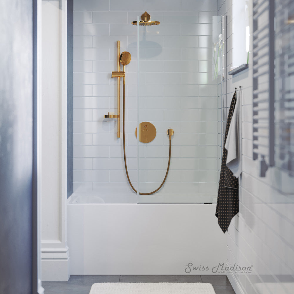 Swiss Madison Voltaire 48 x 32 Skirted Left Drain Soaking Apron Bathtub in Glossy White with Integrated Overflow, Drain Included