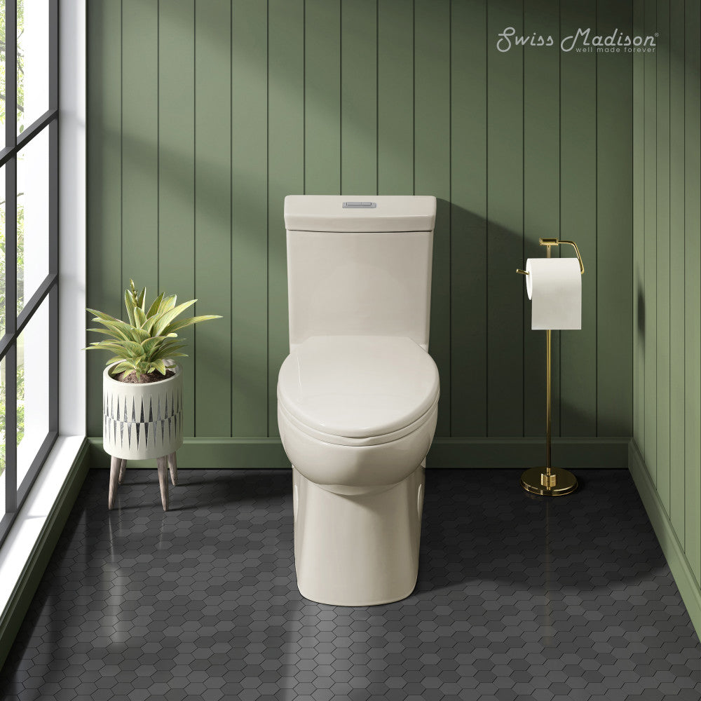 Swiss Madison Classe One-Piece 12" Rough-in 1.1/1.6 GPF Dual Top Flush Elongated Toilet in Glossy Bisque