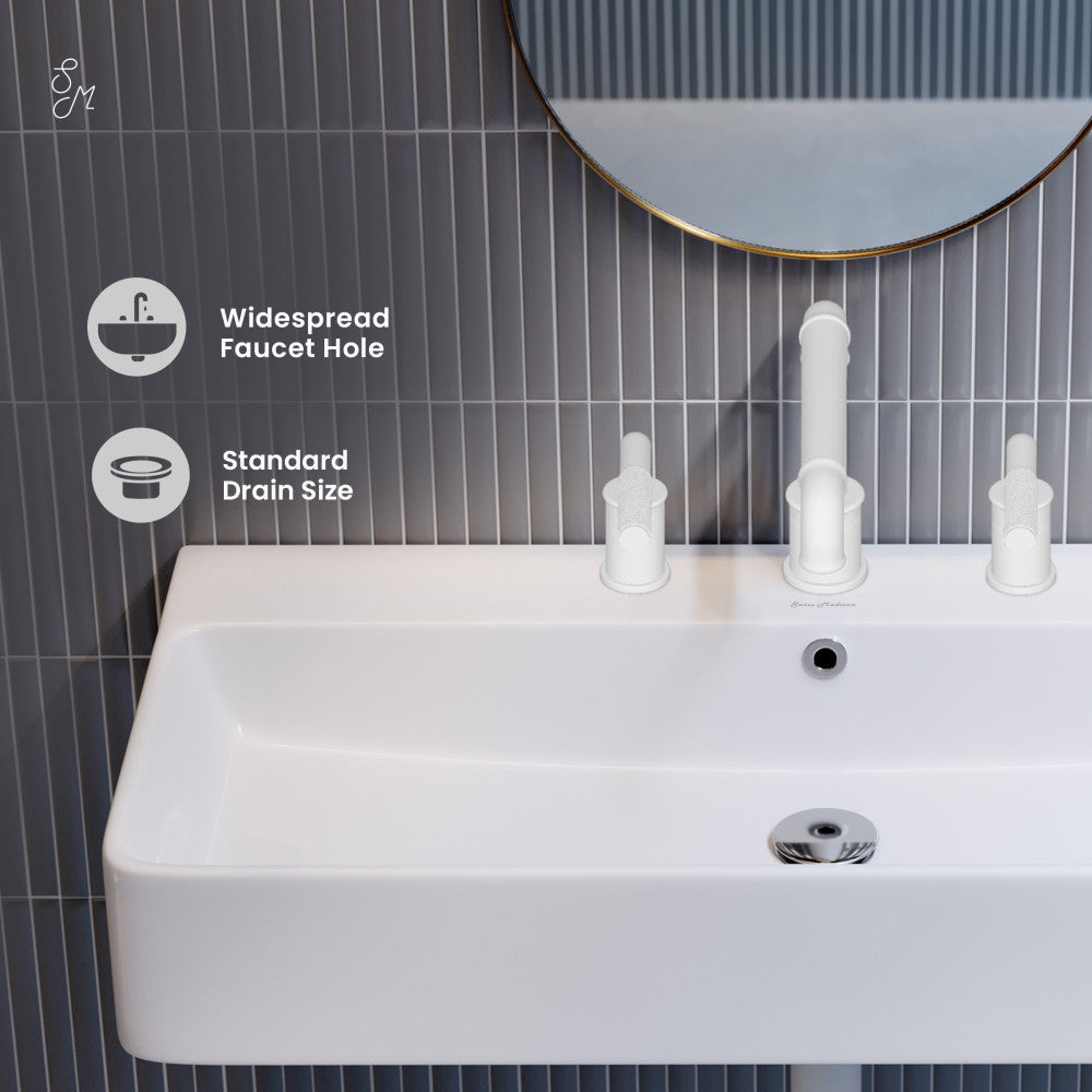 Swiss Madison Carre 36" Wall-Mount Bathroom Sink with 8" Widespread Holes