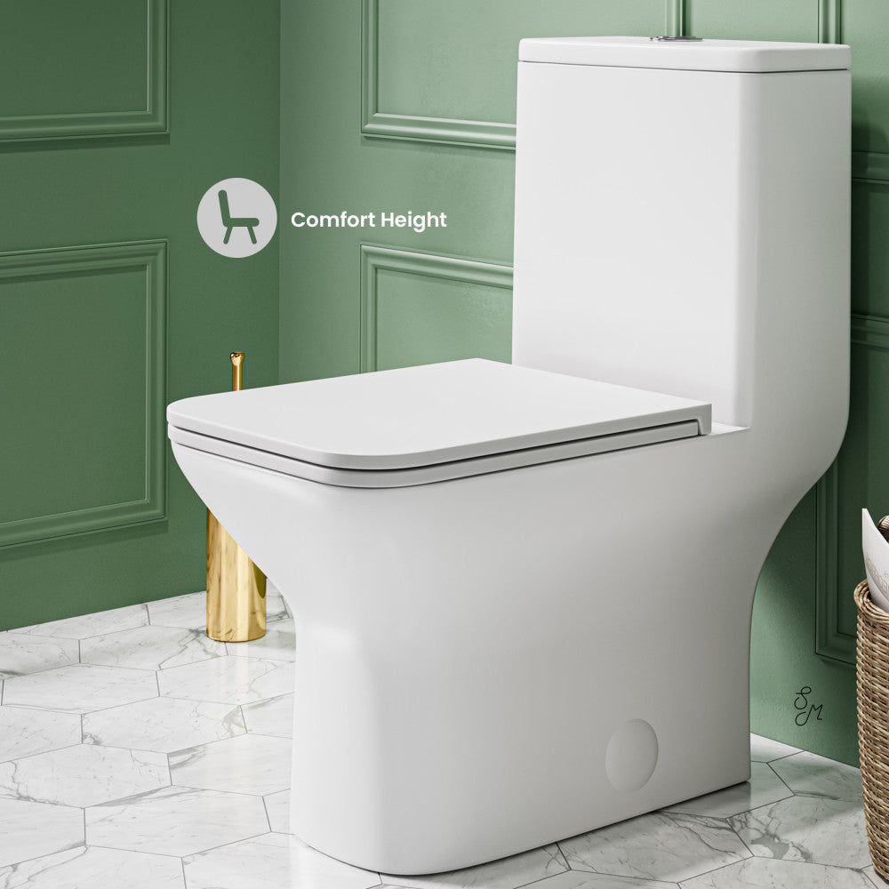 Swiss Madison Carre One Piece Square Toilet Dual Flush 1.1/1.6 gpf in Matte White