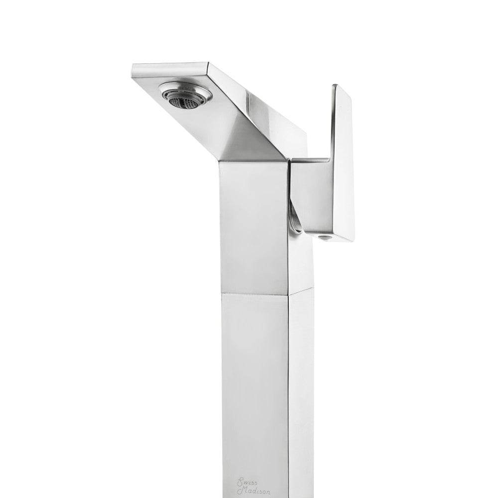 Swiss Madison Carre Single Hole, Single-Handle, High Arc Bathroom Faucet in Chrome