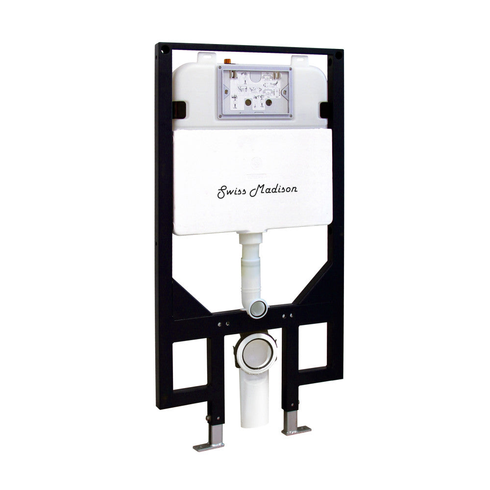 Swiss Madison St. Tropez Wall-Hung Toilet Bundle 0.8/1.6 GPF Dual Flush in Glossy White with Black Flush Plate