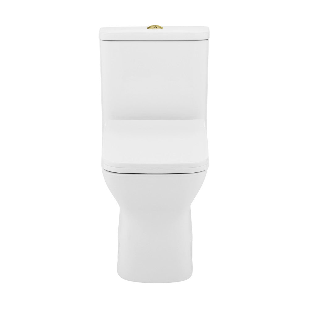 Swiss Madison Carre One Piece Square Toilet Dual Flush, Brushed Gold Hardware 1.1/1.6 gpf