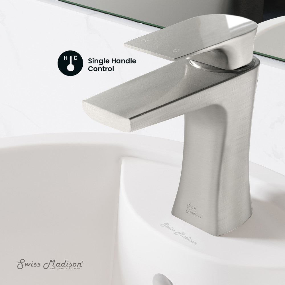 Swiss Madison Monaco Single Hole, Single-Handle, Bathroom Faucet in Brushed Nickel