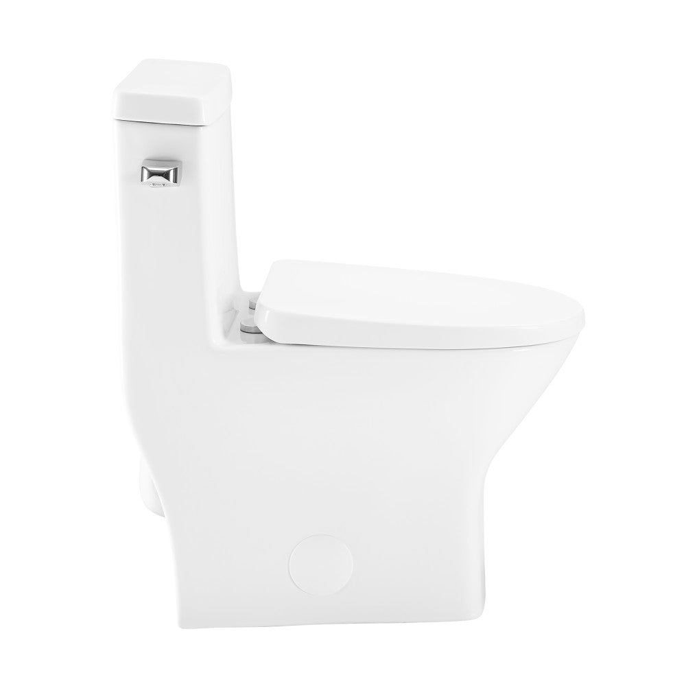 Swiss Madison Sublime II One-Piece 12" Rough-in 1.28 GPF Left Flush Round Compact Toilet in Glossy White
