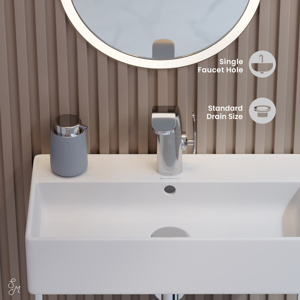 Swiss Madison Claire 22" Wall-Mount Bathroom Sink with Silver Towel Bar