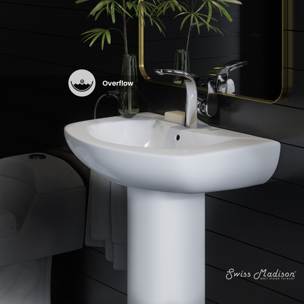 Swiss Madison Chateau Pedestal Bathroom Sink Round Single Faucet Hole