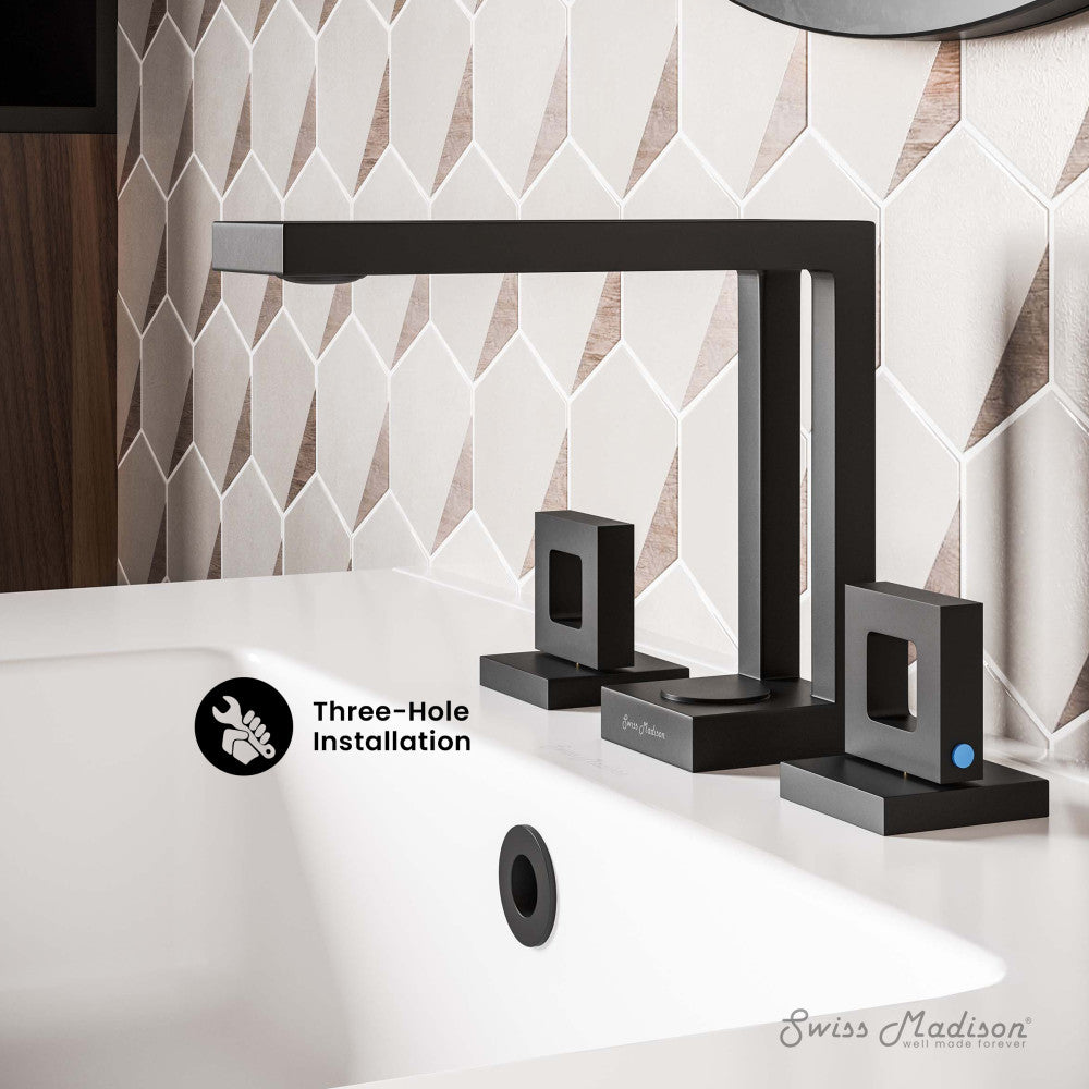 Swiss Madison Pierre Widespread, Double Handle, Bathroom Faucet in Matte Black