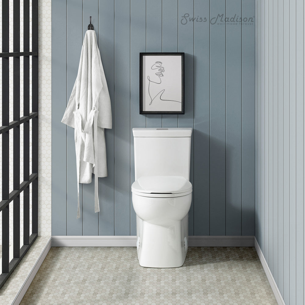 Swiss Madison Classe One-Piece 12" Rough-in 1.1/1.6 GPF Dual Top Flush Elongated Toilet in Glossy White