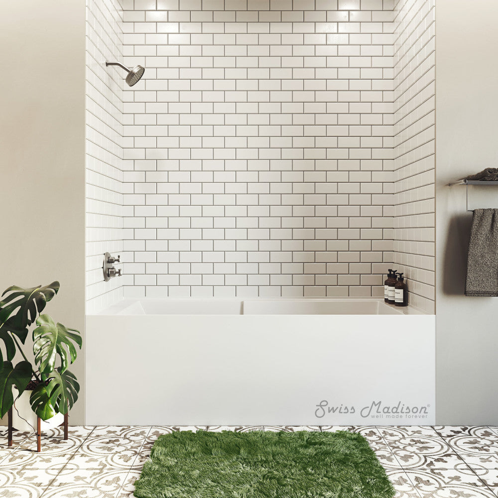 Swiss Madison Voltaire 72" x 36" Left-Hand Drain Alcove Bathtub with Apron and Armrest