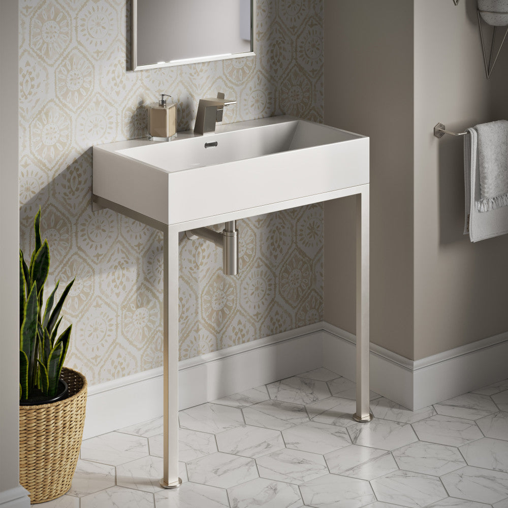 Swiss Madison Concorde 30" Rectangle Console Sink with Matte Silver Legs