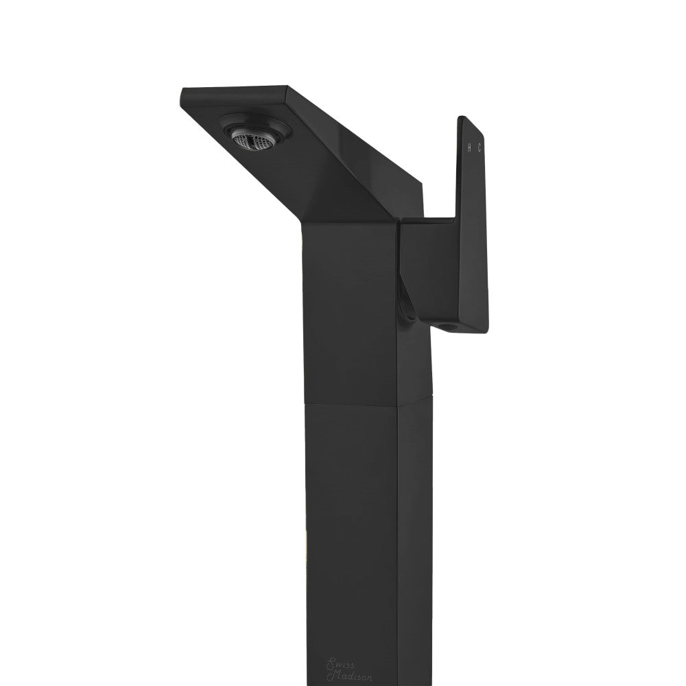 Swiss Madison Carre Single Hole, Single-Handle, High Arc Bathroom Faucet in Matte Black