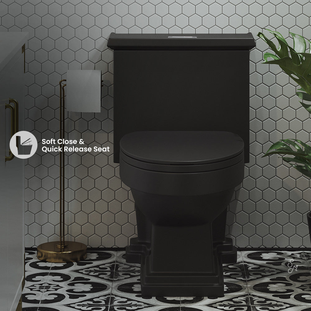 Swiss Madison Voltaire One-Piece Elongated Toilet Dual-Flush 1.1/1.6 gpf in Matte Black