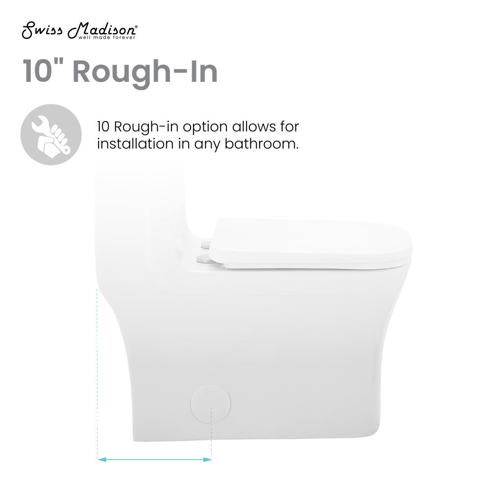 Swiss Madison Concorde One Piece Square Toilet Dual Flush 1.1/1.6 gpf with 10" Rough In