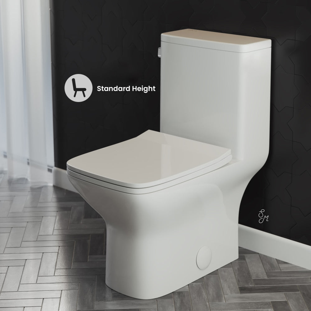 Swiss Madison Carre One Piece Square Toilet Left Side Flush, 10" Rough-In 1.28 gpf