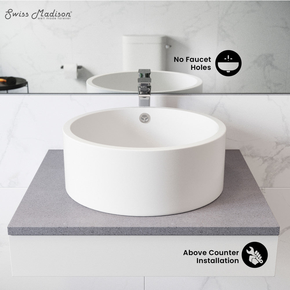 Swiss Madison Monaco Round Ceramic Bathroom Vessel Sink in White