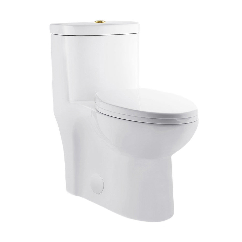Swiss Madison Sublime One Piece Elongated Toilet Dual Flush, Brushed Gold Hardware 1.1/1.6 gpf