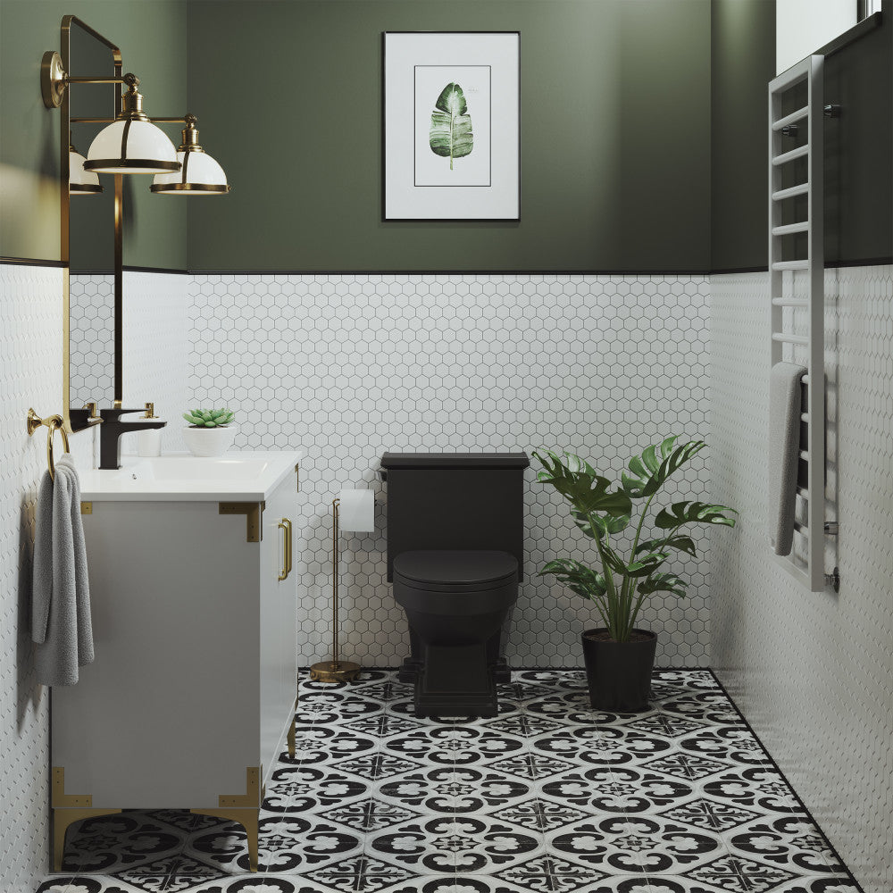 Swiss Madison Voltaire One-Piece Elongated Toilet Left Side Flush Handle 1.28 gpf in Matte Black
