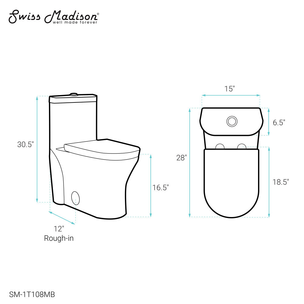 Swiss Madison Monaco One-Piece Elongated Toilet Dual-Flush, Matte Black 1.1/1.6 gpf