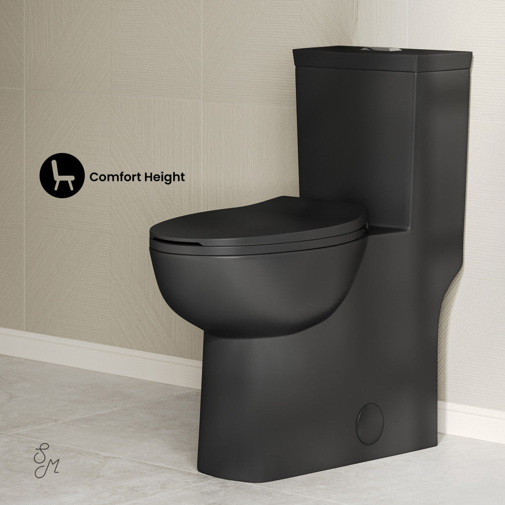 Swiss Madison Classe One-Piece 12" Rough-in 1.1/1.6 GPF Dual Top Flush Toilet in Matte Black