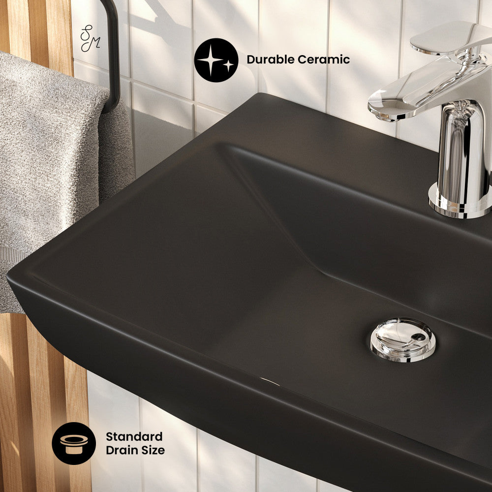 Swiss Madison Sublime 18" Ceramic Wall Hung Sink in Matte Black