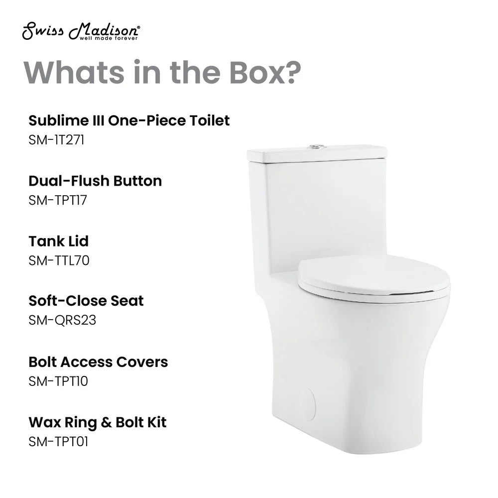 Swiss Madison Sublime III One-Piece Round Toilet Vortex™ Dual-Flush 0.95/1.26 gpf