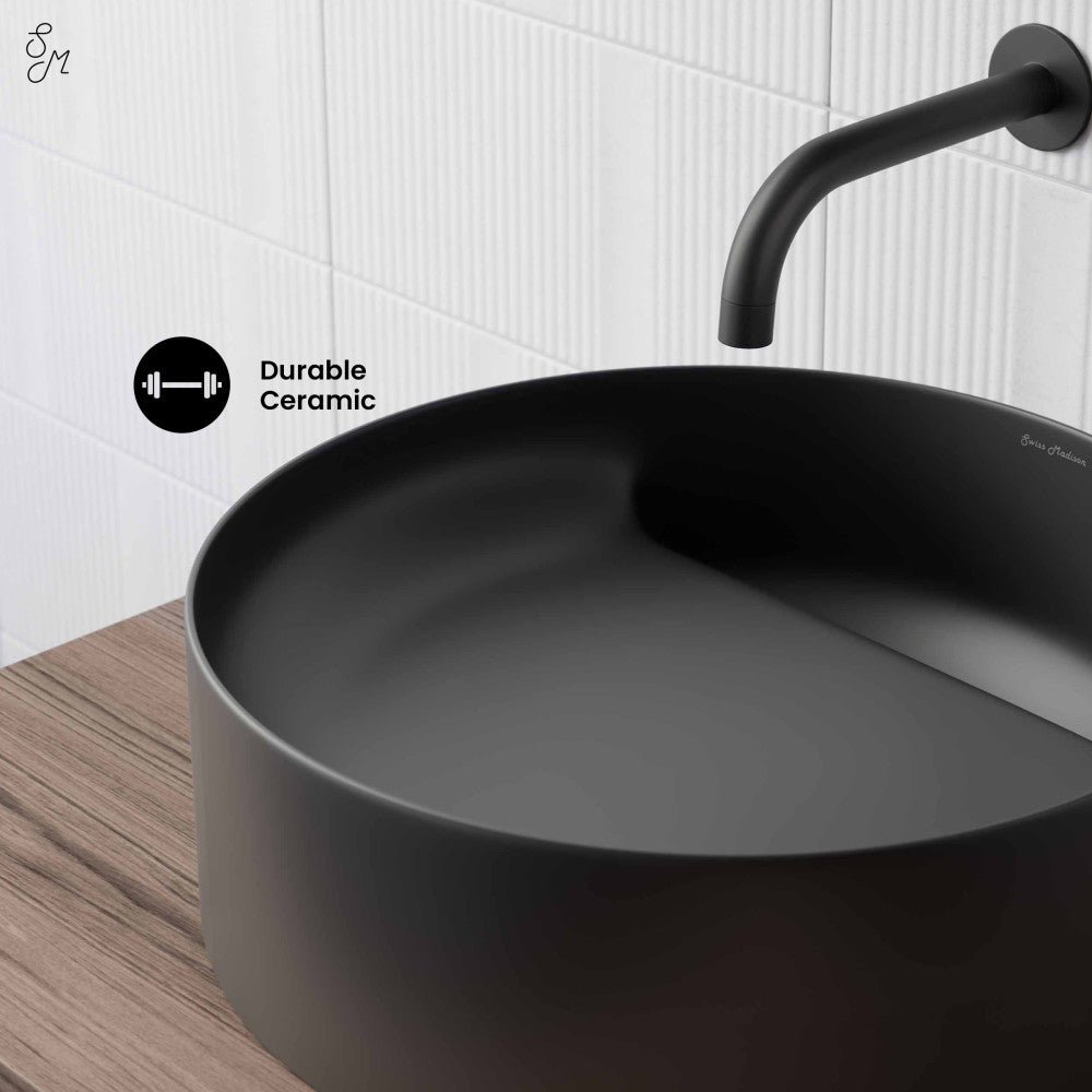Swiss Madison Beau 16.5" Round Vessel Bathroom Sink in Matte Black