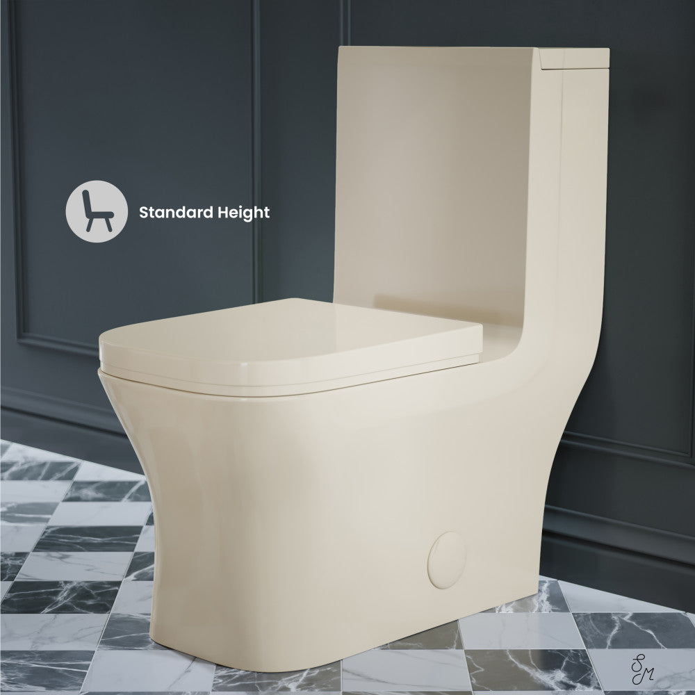 Swiss Madison Concorde One Piece Square Left Side Flush Handle Toilet 1.28 gpf in Bisque