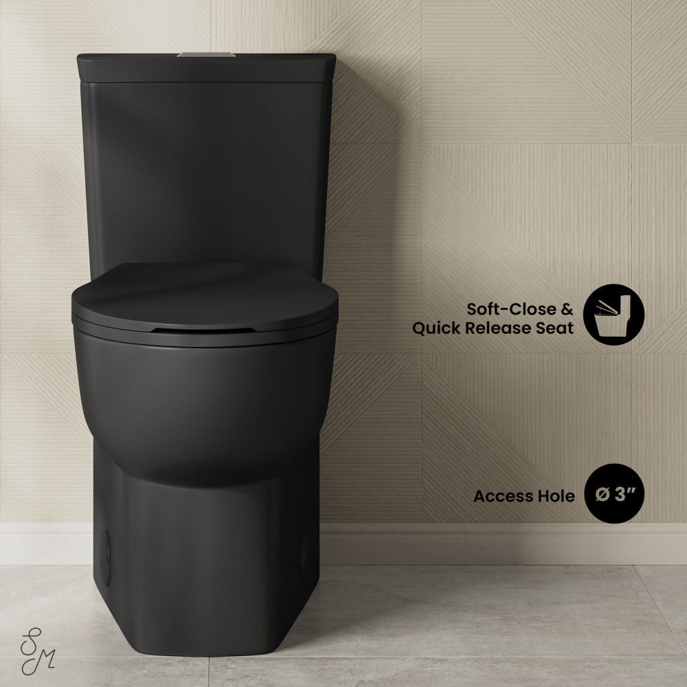 Swiss Madison Classe One-Piece 12" Rough-in 1.1/1.6 GPF Dual Top Flush Toilet in Matte Black