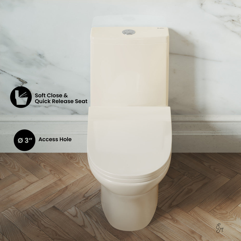 Swiss Madison Ivy One Piece Toilet Dual Vortex Flush 1.1/1.6 gpf in Bisque